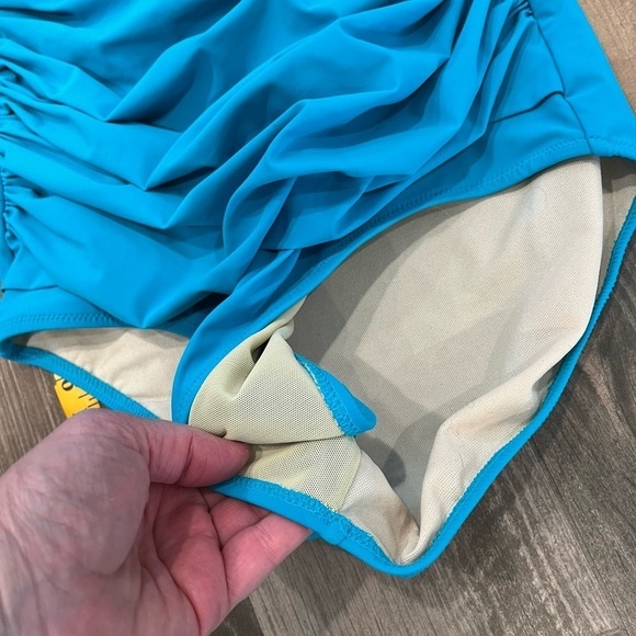 Profile by Gottex Womens Twist Front Bandeau One Piece Swimsuit Turquoise 12 - Picture 4 of 12